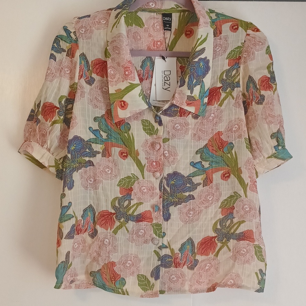 Dazy "Floral Garden" Blouse in Size L (NWT)